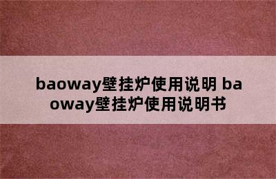 baoway壁挂炉使用说明 baoway壁挂炉使用说明书